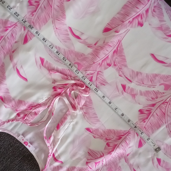 💗Buddy Love💗 - Pink/White Palm Leaf Pixie Cover-Up Dress - Picture 11 of 14